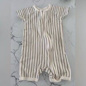 Striped Kids Pajamas - Cream and Gray